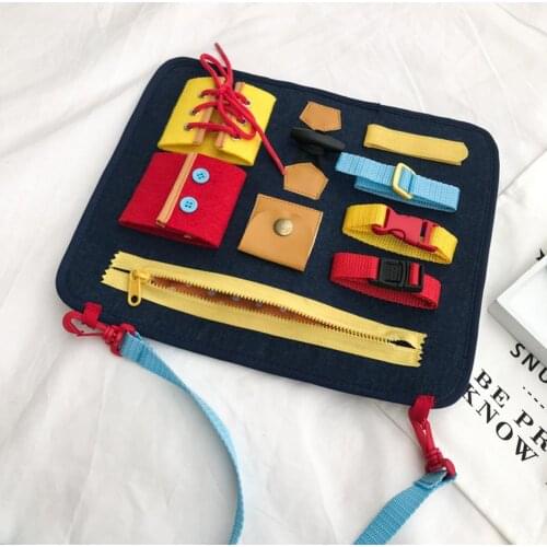 Kids Busy Board Buckle 1-5 years old Toy Zip Button Lace Up Color Montessori Early Education Dress Aids Preschool Toys for Kids