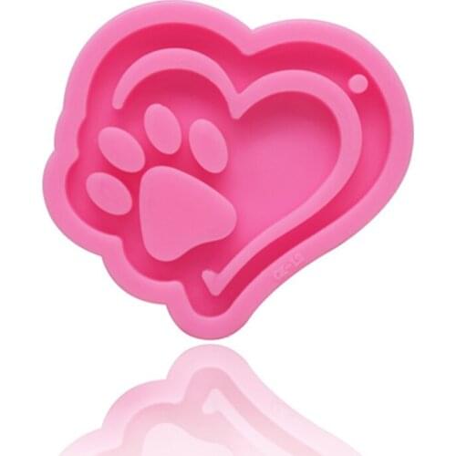 Crystal Epoxy Resin Mold Love Heart Bear Paw Keychain Casting Silicone Mould DIY Crafts Jewelry Pendant Making Tools