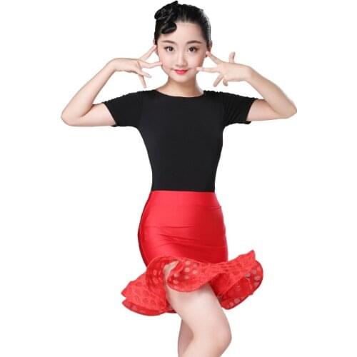 Girl Latin Dress Sling Short Sleeve Style Latin Skirt Children Competition Performance Clothes Summer Ballroom Girls Dresses