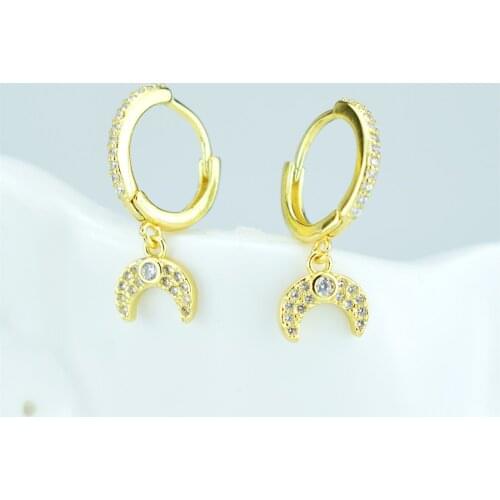 Small Crescent Earrings Korea Moon Zircon Earrings Womens Wedding Jewelry Gifts Zircon Earrings Crescent Jewelry