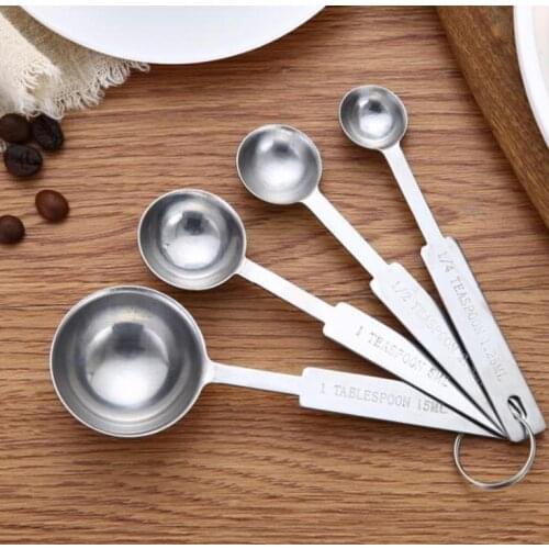 4pcs/set Stainless Steel Measuring Spoons Cups Measuring Set Tools For Baking Coffee 4 sizes Spoons Set 200 SETS SN1497