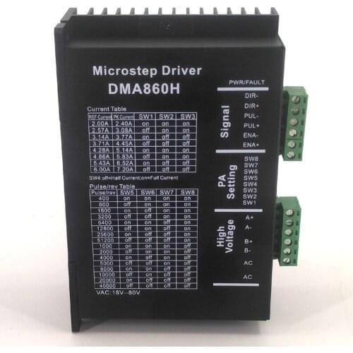 Motor Microstep Driver for CNC Router Engraving Milling Machine NEMA23/NEMA34 86 Stepping Motor Driver 7.2A 36-75VAC DMA860H