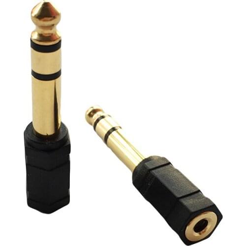 3.5mm Mini Jack Socket to 6.3mm Jack Plug Adapter 6.35 Male Plug To 3.5 Female GOLD