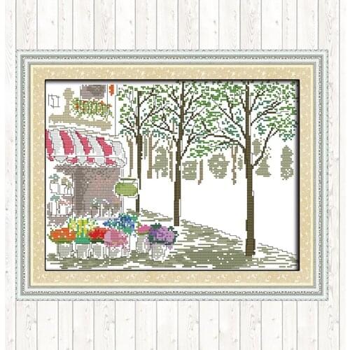 Florist Cross Stitch Kits Sale Scenery Patterns DIY Embroidery Paintings White or Printed Canvas 14ct Handmade Needlework Kits