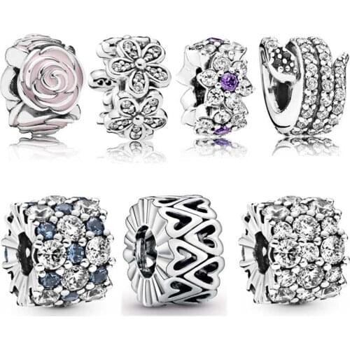 Original Blue & Clear Sparkle Arm Candy With Crystal Spacer Bead Charms Fit Europe Bracelet 925 Sterling Silver Bead Jewelry