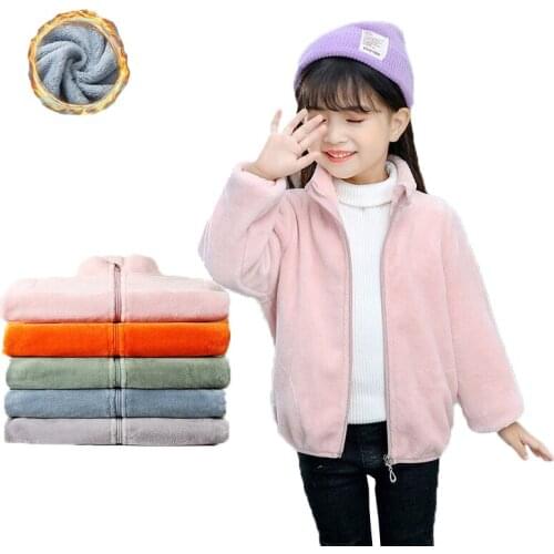 2021 Autumn Girls Jackets For 2-10 Years Children Coral Fleece Coats Boys Outerwear Spring Fashion Baby Kids Warm Plush Jacket