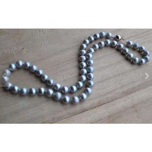Unique Pearls jewellery Store Genuine Pearl Necklace 8mm Gray Round Real Freshwater Pearl Necklace Women Gift Fine Jewelry