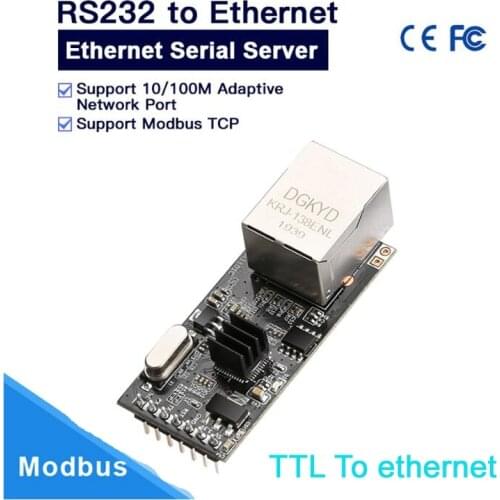 Serial to Ethernet Module RS232 TCP Ethernet Module Mudbus Network module RTU Serial COM Port UDP RJ45 TTL Network ports Control