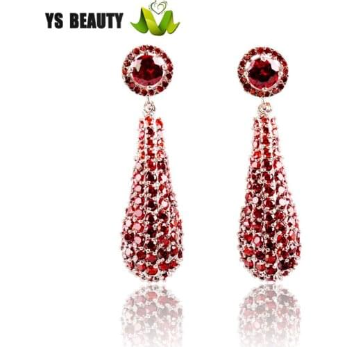 Ruby micro inlaid earrings temperament hipster eardrop fashion tie-in clothing jewelry for European and American women