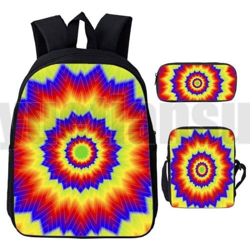 3D Print Tie Dye Schoolbags PenCase Fashion Art Abstract Backpack for Teenagers Women Cosmeticbag Girls Rucksack Unisex Mochila