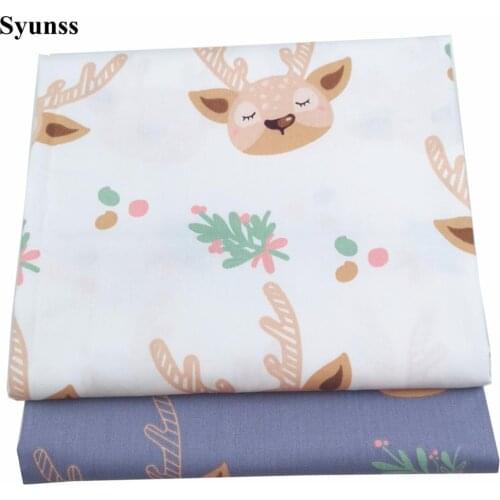 Syunss Cartoon Deer Floral Printed Cotton Fabric DIY Tissue Patchwork Telas Sewing Baby Toy Bedding Quilting Tecido The Cloth