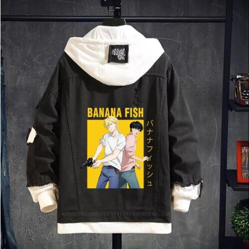Banana Fish Japan Anime Print Denim Jacket Men Vintage Hip Hop Oversized Jean Jackets Mens Autumn Couple Clothes Streetwear Coat