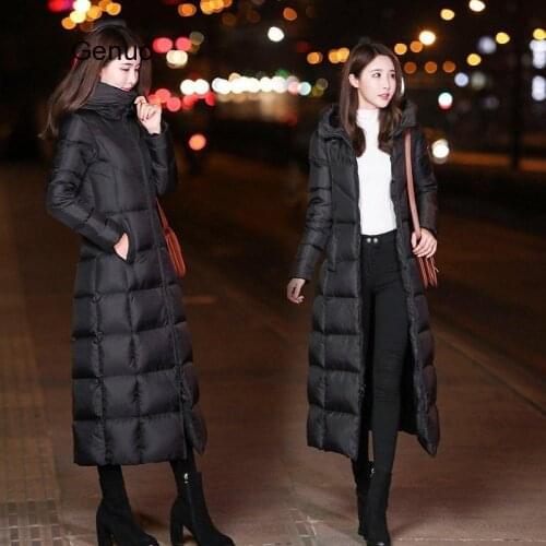 Winter Jackets Women Coat Female Slim Parka Over-Knee Cotton Padded Korea Hooded Warm Manteau Femme Hiver Black Solid Long Coat