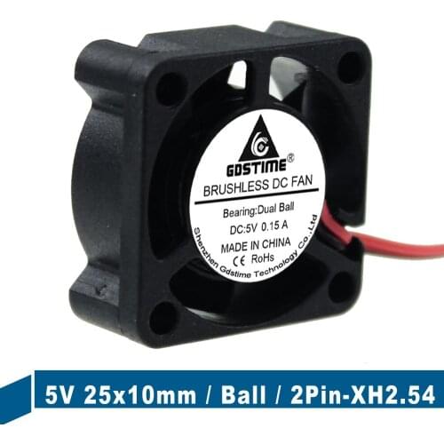1pcs Gdstime DC 5V 25mm*25mm*10mm 2510 2.5cm 2pin Dual Ball Bearing 25x10MM Mini Brushless PC Computer Cooling Cooler Axial Fan