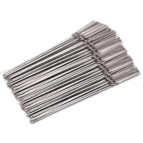 15pcs Stainless Steel Reusable Flat Barbecue Skewers Bbq Needle Stick for Outdoor Camping Picnic Tools Cooking Tools