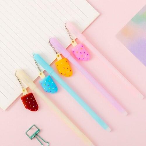50pcs/set Wholesale Korean Candy-colored Ice Cream Gel Pen Cute Neutral Pen Black ink 0.5mm Student Gel Pen Stationery Wholesale
