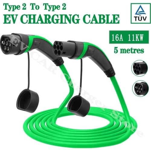 Smart EV Car Cable Type 2 to Type 2 Connector 16Amp Three Phase for Electric Car Accessories 5M EVSE Charging Cable