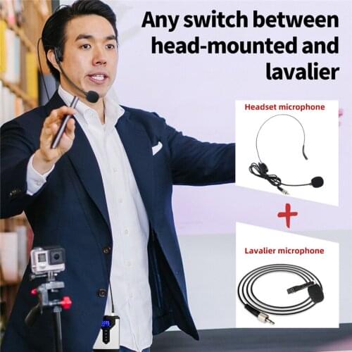 Wireless Microphone System with Bodypack Transmitter Mini Headwear/Lavalier Lapel Mic