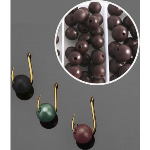 100Pcs/Set Fishing Bead 4 Specifications Easily Install PE Carp Round Soft Black Green Brown Rig Beads for Freshwater