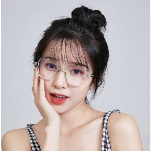 Elbru Retro Anti-blue Light Glasses Lightweight Fashion Plain Eyeglasses Flat Mirror New Big Frame Deiration Spectacles PC Frame