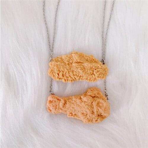 Simulation Fried Chicken Pendant Necklace Lovely Funny Crispy Chicken Wing Realistic Food Necklace Fashion Jewelry