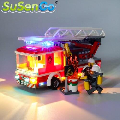 SuSenGo LED Light kit For 60107 City Series Fire Ladder Building Blocks Lighting Set Compatible with 02054 10828 NO Model