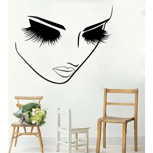 Beauty Lashes Vinyl Wall Stickers Art Wall Decals Sticker Decor Makeup Hairdresser Spa Salon Perfect Quality Wallpaper SA461