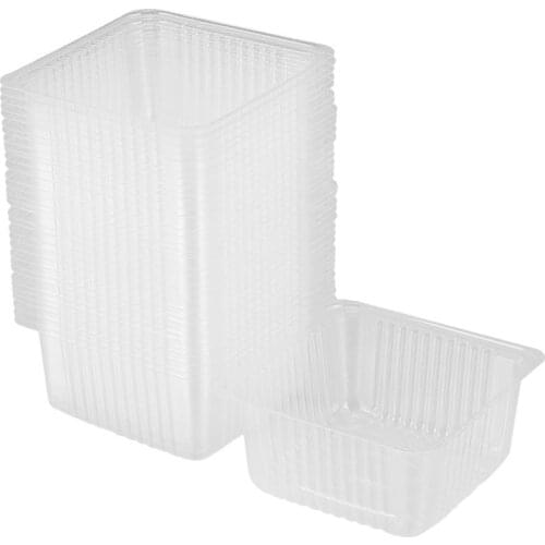 200pcs Square Moon Cake Trays Packaging Box Plastic Transparent Green Bean Cake Tray Dessert Container Holder