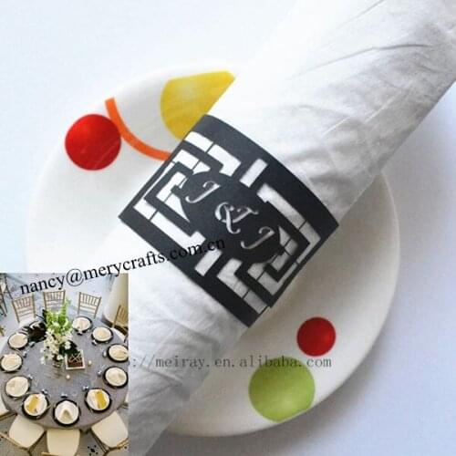 2016 Best selling Napkin Rings Laser Cut customized paper crafts for wedding and party ceremony decorations