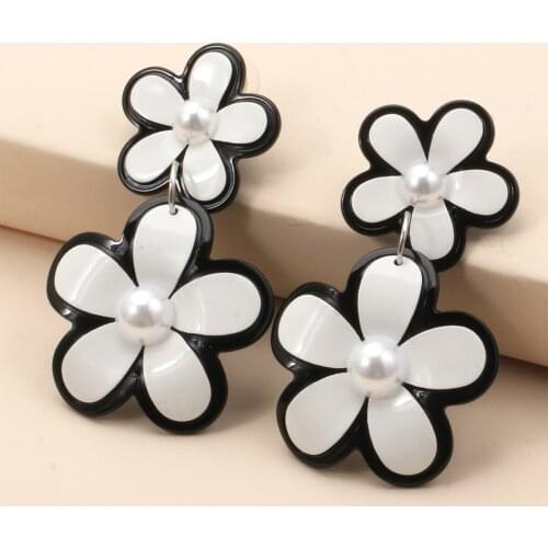 Fashion Acrylic Flower Mutilcolor Earrings Korea Cute Sweet Summer Earringd for Dress Women Jewelry