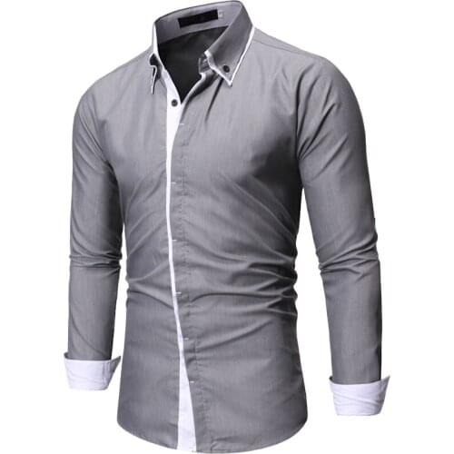 Mens Casual Button Down Shirts Shirts Solid Business Shirts Camisas Longsleeve Shirt for Men Men Clothing Button Up Shirt Korean
