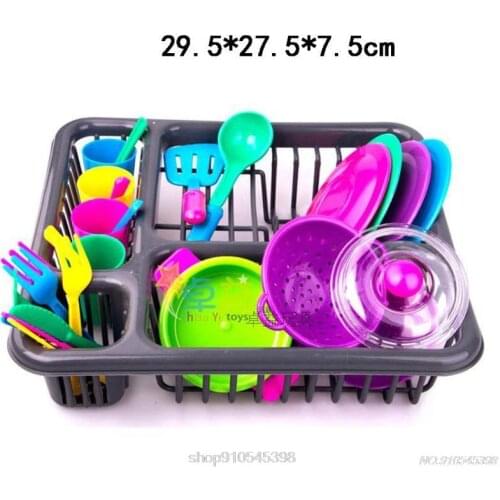 Toys 28pc Kids Kitchen Dish Playset Childrens kitchen tableware set family 28 pieces of kitchen utensils O08 20 Dropshipping