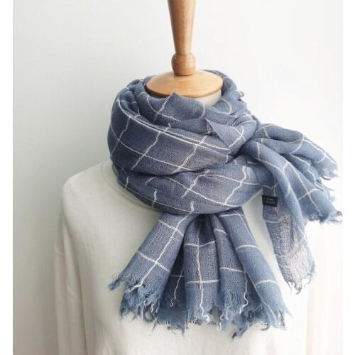 2021 New Striped Solid Long Warm Spring Plaid Scarf Winter Japanese Style Fashion Muffle Shawl Bandana