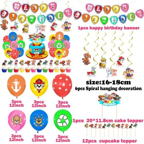 2021 New Paw Patrol Birthday Party Decorations Banner Cake Flag Baby Shower Party Supplies Decoration Topper Boy Girl Surprise