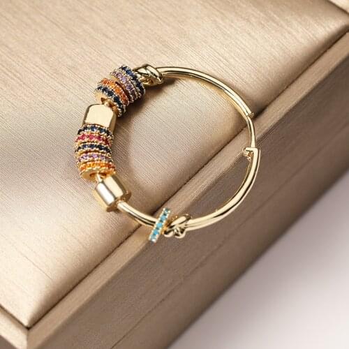 New Rainbow Circle Colorful Retro Earrings Transfer Smart Creative Atmosphere European American Personality Woman Ear Jewelry