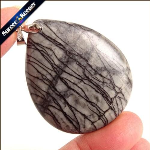 Fashion Crystal Quartz Pendant Necklace Natural Zebra Agates Stone Necklaces For Men Vintage Colares Femininos ZS103