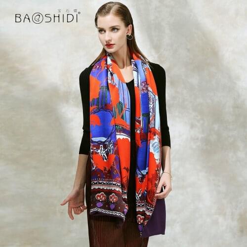 Ruby butterfly double cape ms qiu dong season silk wool scarf mulberry silk silk scarf/tipsy rose