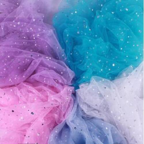 Net yarn star bud silk screen yarn fabric Wedding dress fabrics, matte transparent yarn, wedding lace decoration