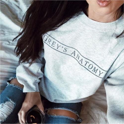 Skuggnas GREYS ANATOMY Sweatshirt Long Sleeve Moletom Do Tumblr Hoodie Jumper grunge goth harajuku Tops aesthetic clothes