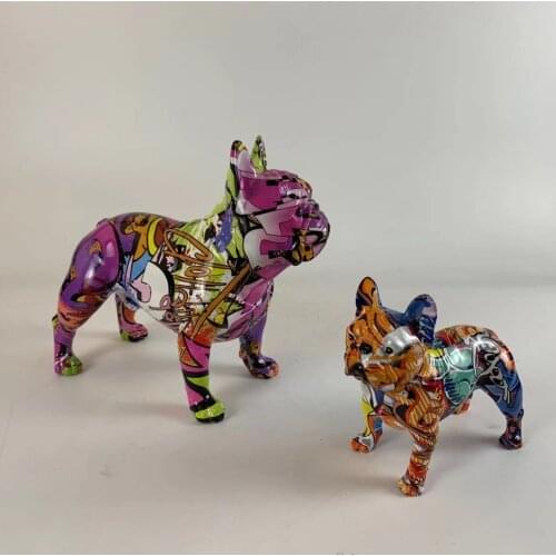 Decoration Home Art Graffiti Bulldog Pendulum Jewelry Indoor Resin Crafts Ornaments Animal Statue Decoration Office Resin