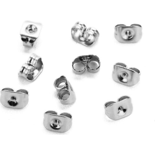 200pcs/lot Titanium Stainless Steel 3.5x5mm 4.5x6mm Hypoallergenic Butterfly Earring Back Stopper for DIY Earring Jewelry Making