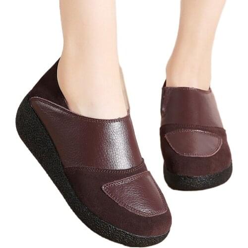 Leather Slope Heel Platform Fashion Womens Flat Shoes, Comfortable and Lightweight Lazy Shoes; Set Foot Casual Sports Shoes
