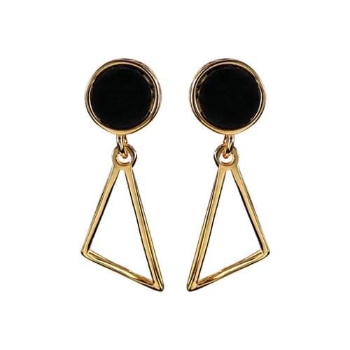 S925 sterling silver gold plated Hetian dark jade stud earrings graceful personality geometric earring pendant for ladies