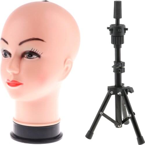 Female Mannequin Manikin Head Hair Wig Making Glasses Hat Display Model with Adjustable Tripod Stand