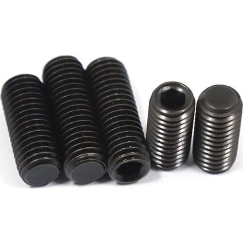 1/50pcs M2.5 M3 M4 M5 M6 M8 M10 M12 M16 Black Grade 12.9 Steel Allen Head Hex Hexagon Socket Flat Point Set Screw End Grub Bolt