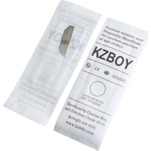 25PCS/Box Sterile Microblading Tattoo Blades with Dual Rows Embowed Sharpest Microblades for Eyebrow Hair Strokes