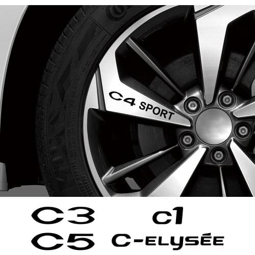 4PCS Set Car Wheel Rim Stickers For Citroen C1 C3 C4 C5 C6 Sport C-ELYSEE VTS Auto Accessories Vinyl Film Hub Reflective Decals