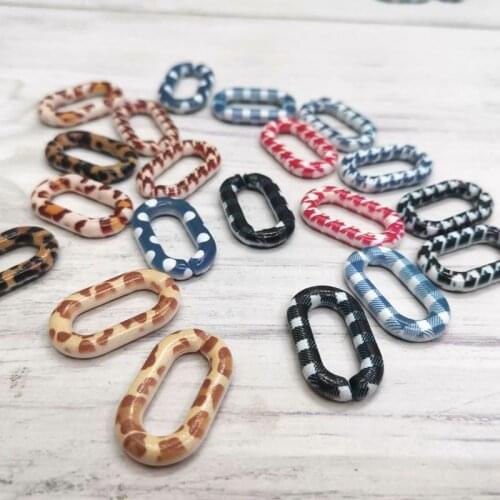 40pcs/lot Print Color Acrylic Buckle Beads DIY Glasses Chains Mask Chains Earrings Necklace Mobile Chains Accessories N463