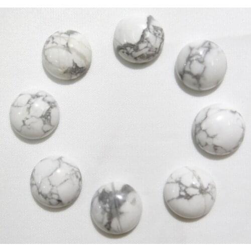 50pcs/12mm Natural Stone Howlite Round No Hole Cabochons Beads for Woman Men Jewelry Making DIY Ring Pendant Accessories