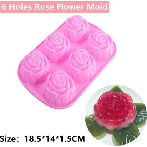 6 Holes Rose Flower Silicone Molds Diy Fondant Cake Jelly Candy Chocolate Soap Decorating Tools Party Baking Supplies Mould